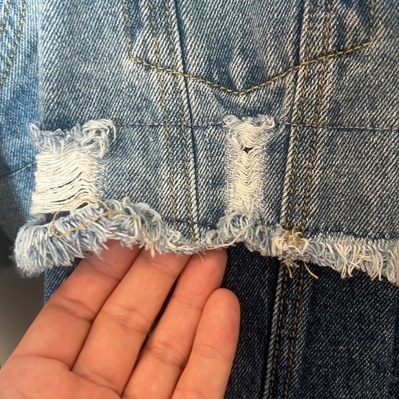 Dance & Marvel Distressed Two Toned Jean Jacket Size Small - Picture 6 of 9
